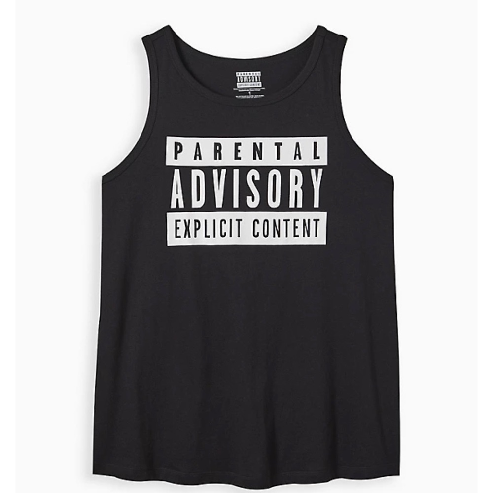 Torrid CLASSIC FIT TANK - COTTON PARENTAL ADVISORY BLACK size 5